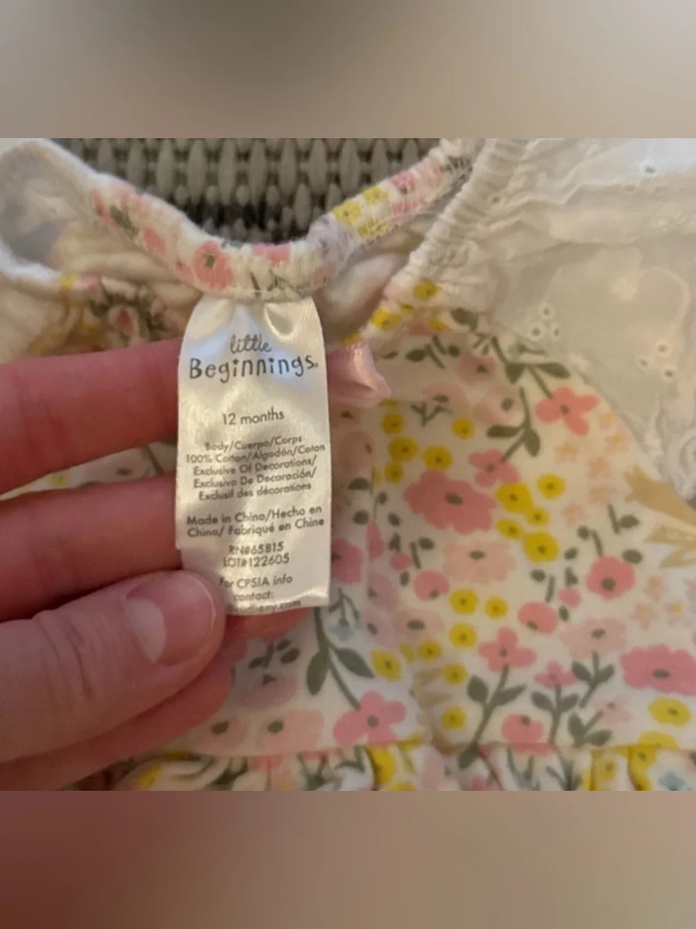 Little beginnings little girl dress onesie size 12 months